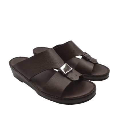 Leather brown Quadratura Isola Lustre sandals with wide straps and metallic buckle detail