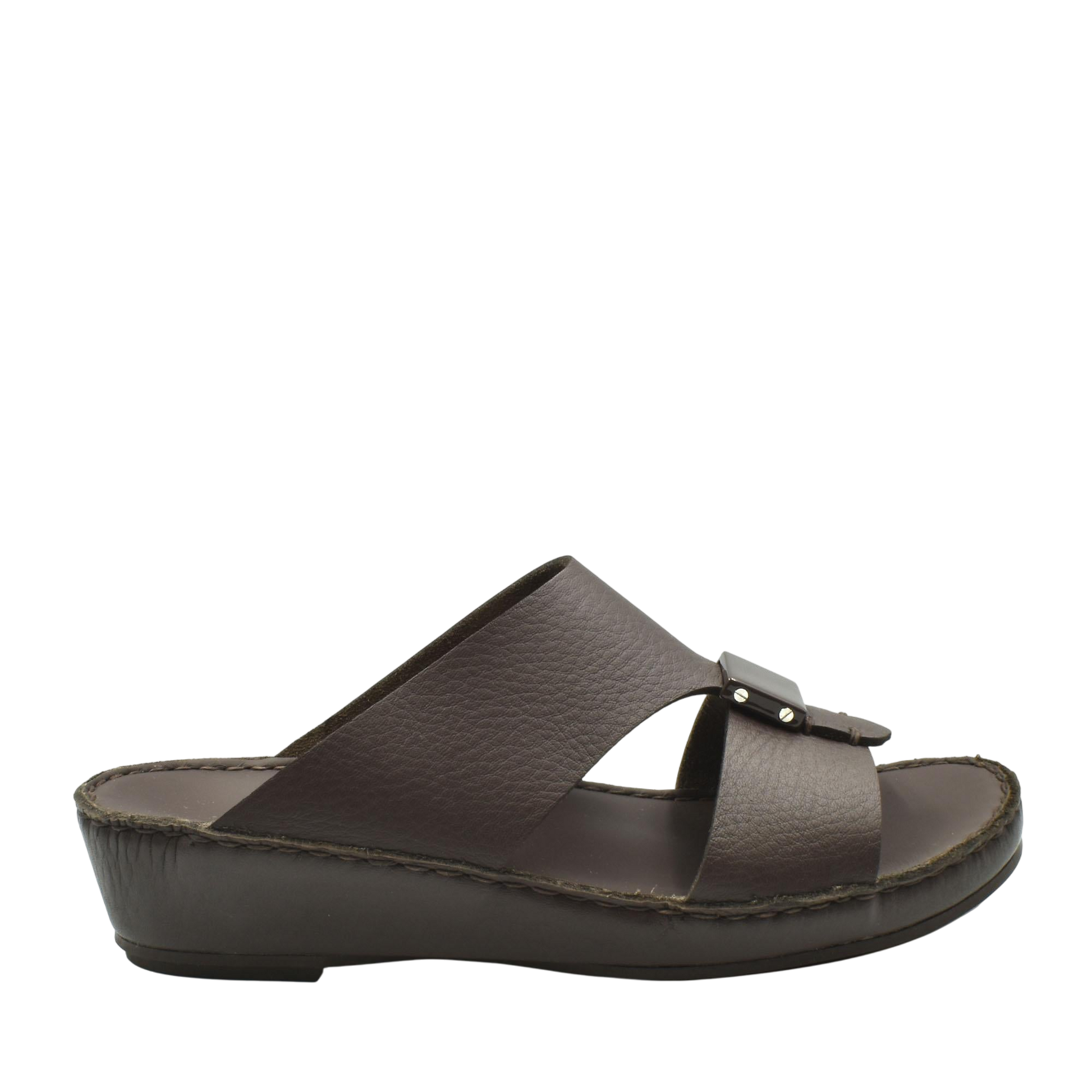 Brown leather Quadratura Isola Lustre sandals with open toe and low wedge heel