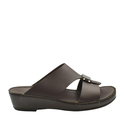Brown leather Quadratura Isola Lustre sandals with open toe and low wedge heel