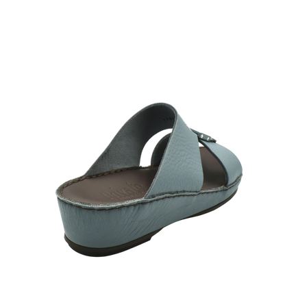 Light blue leather Quadratura Isola Lustre sandals with open toe and low wedge heel