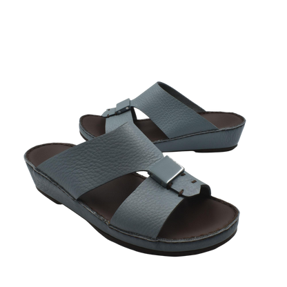 Gray leather Quadratura Isola Lustre sandals with buckle detail and cushioned sole for comfort