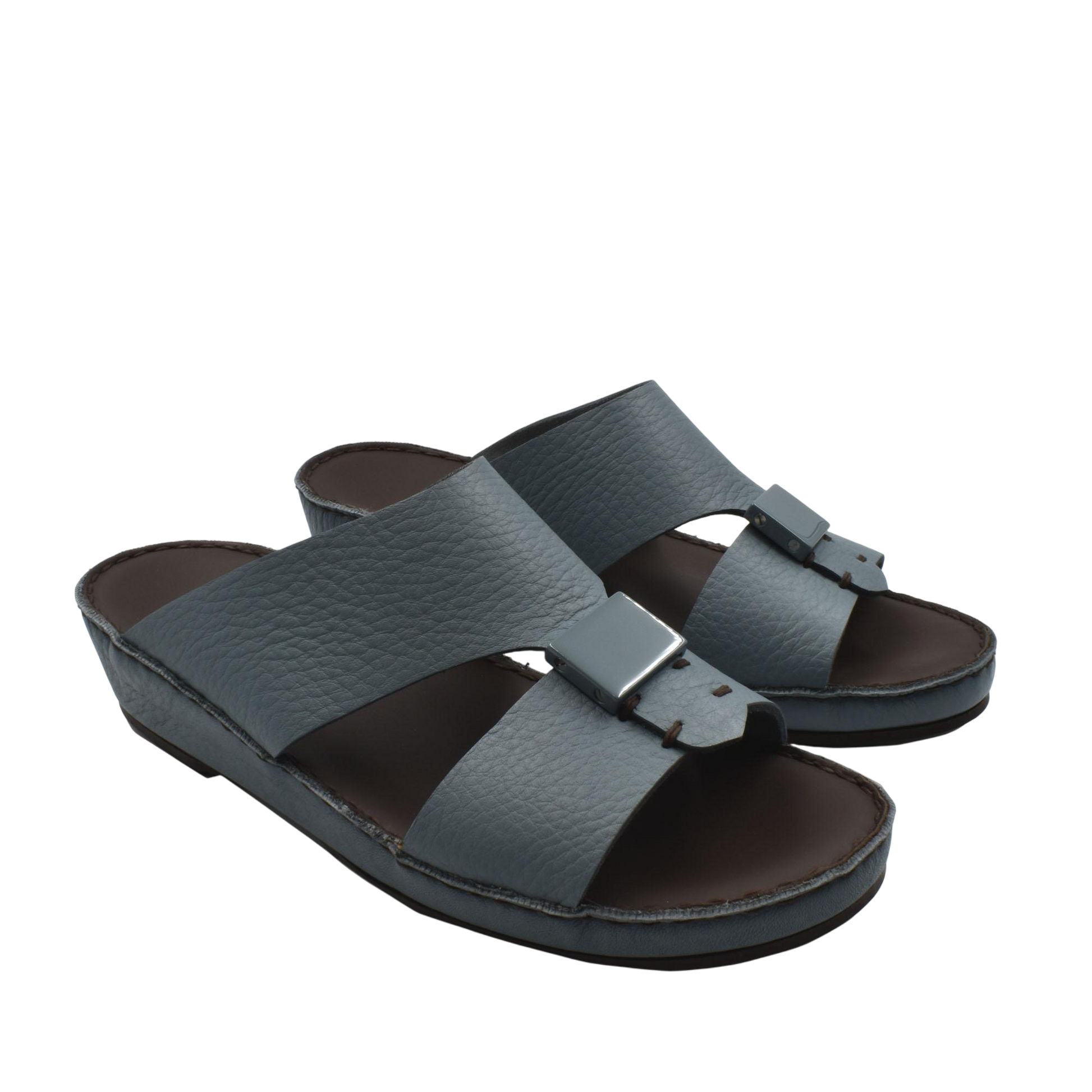 Gray Quadratura Isola Lustre sandals with textured straps and metal buckle detail in open toe design