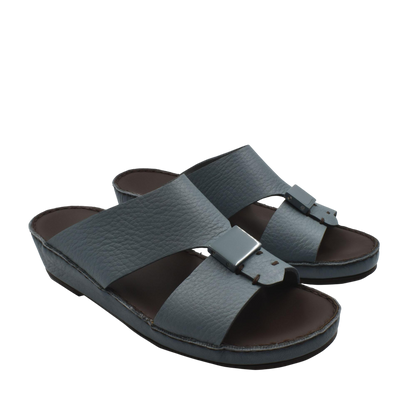 Gray Quadratura Isola Lustre sandals with textured straps and metal buckle detail in open toe design