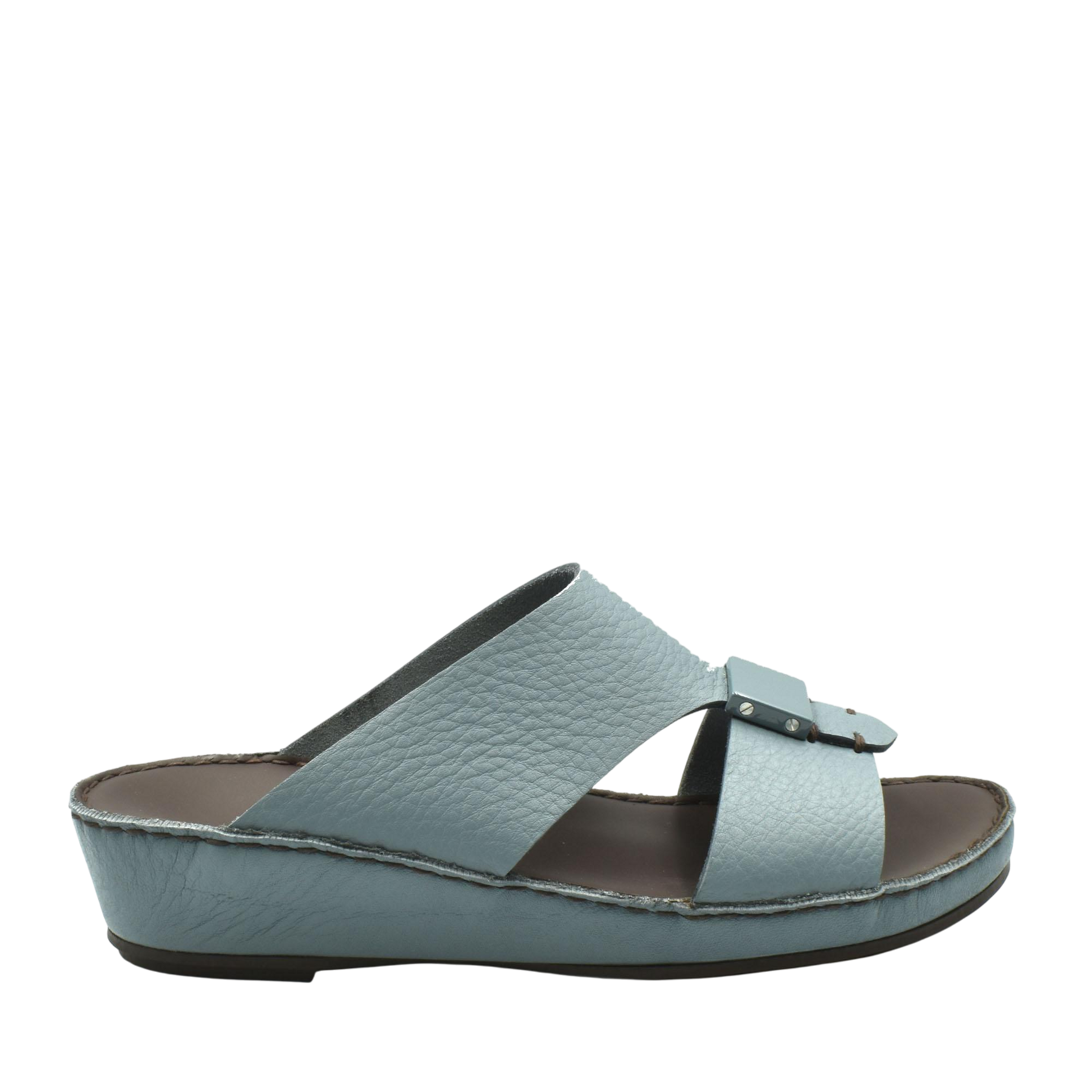 Light blue Quadratura Isola Lustre sandals with textured leather and buckle detail