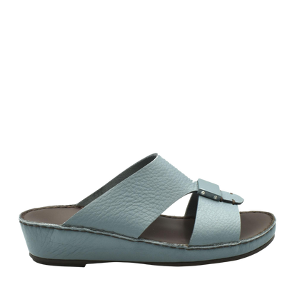 Light blue Quadratura Isola Lustre sandals with textured leather and buckle detail