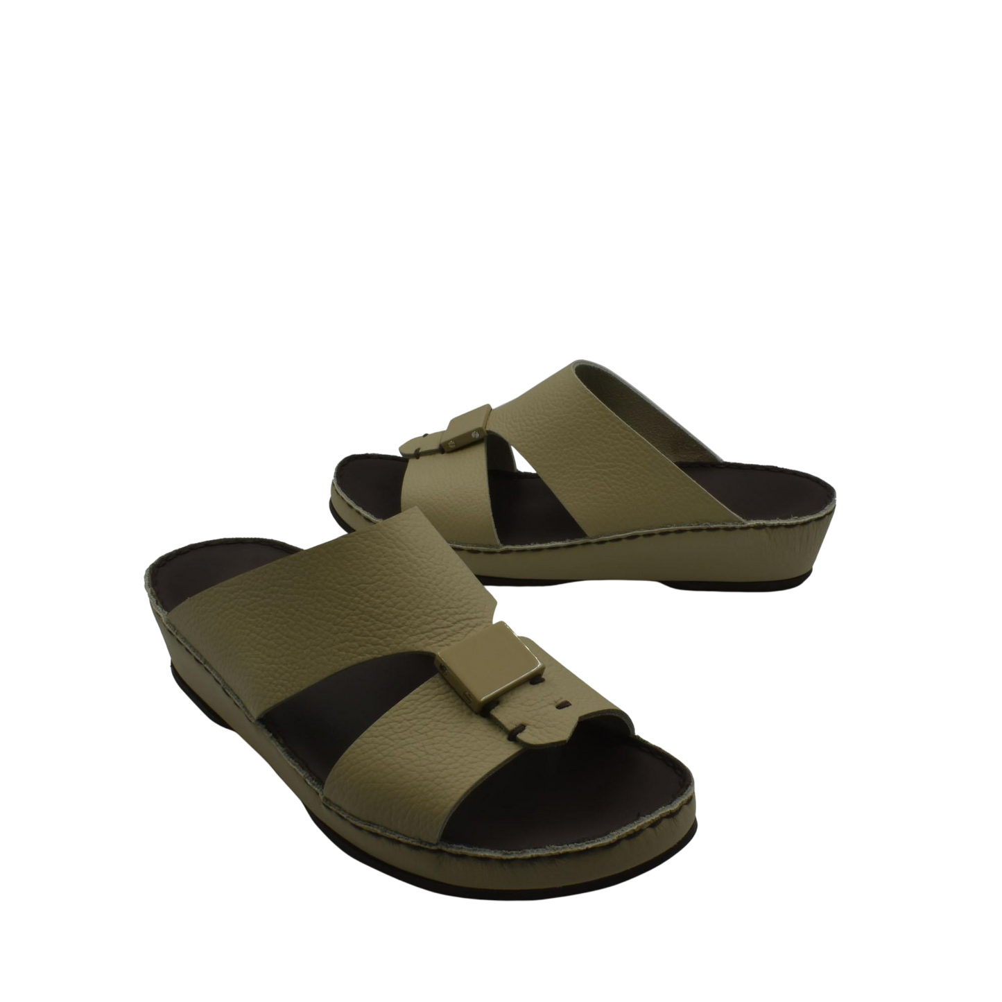 Pair of brown Quadratura Isola Lustre sandals with adjustable buckle straps and cushioned soles
