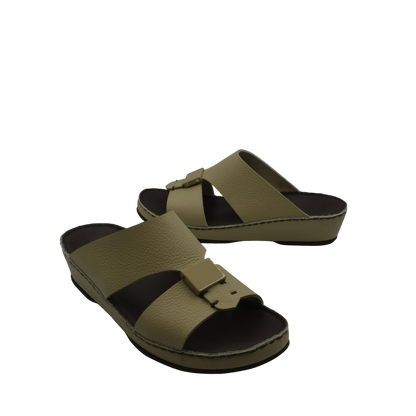 Pair of brown Quadratura Isola Lustre sandals with adjustable buckle straps and cushioned soles