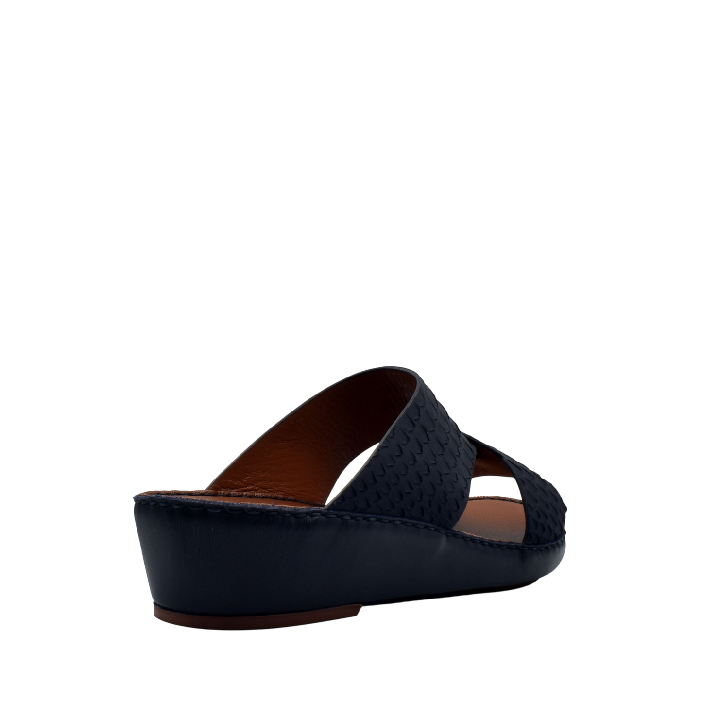 Black wedge slip-on rubber python shoes with textured upper and comfortable sole