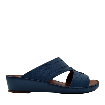 Blue wedge sandals with textured design from rubber python shoes collection