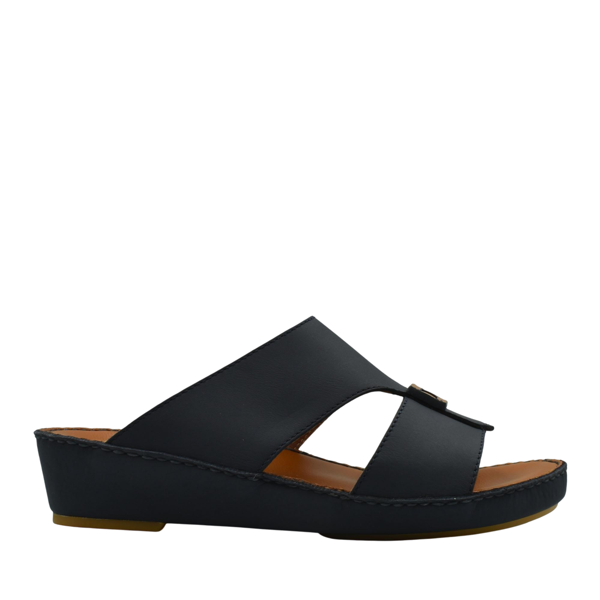 Black rubbercalf contrast sandals with open toe and wedge sole for comfortable wear