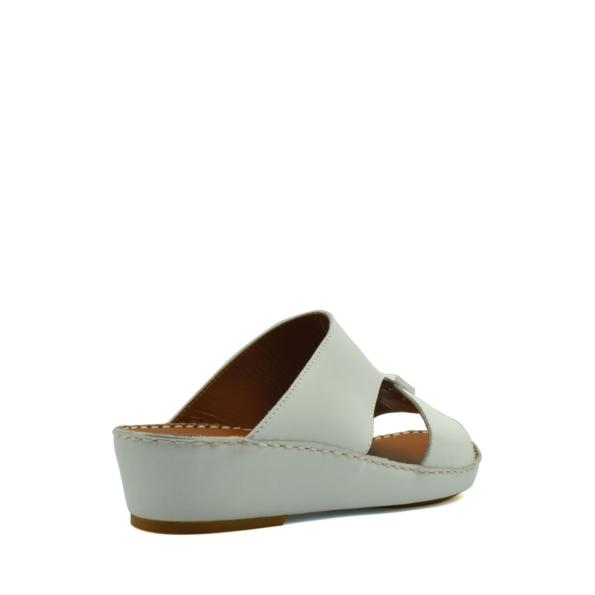 White rubbercalf contrast sandals with wedge sole and open toe design for casual wear