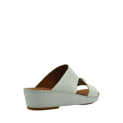 White rubbercalf contrast sandals with wedge sole and open toe design for casual wear