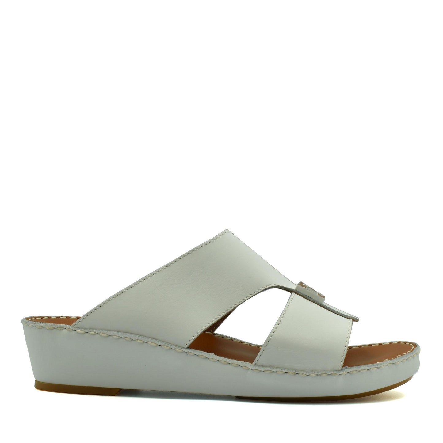 White rubbercalf contrast sandals with open toe and wedge sole from Private Collection