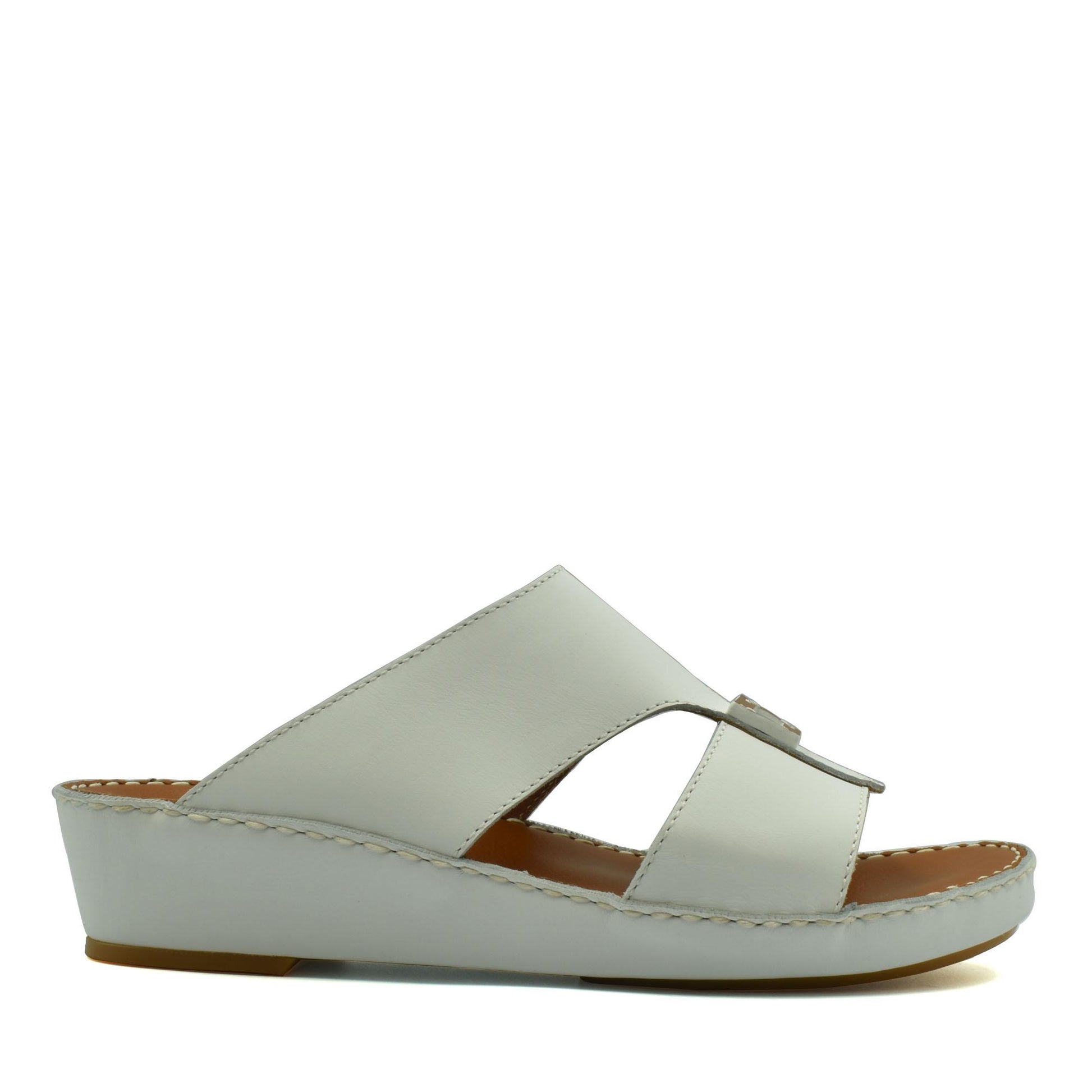 White rubbercalf contrast sandals with open toe and wedge sole from Private Collection