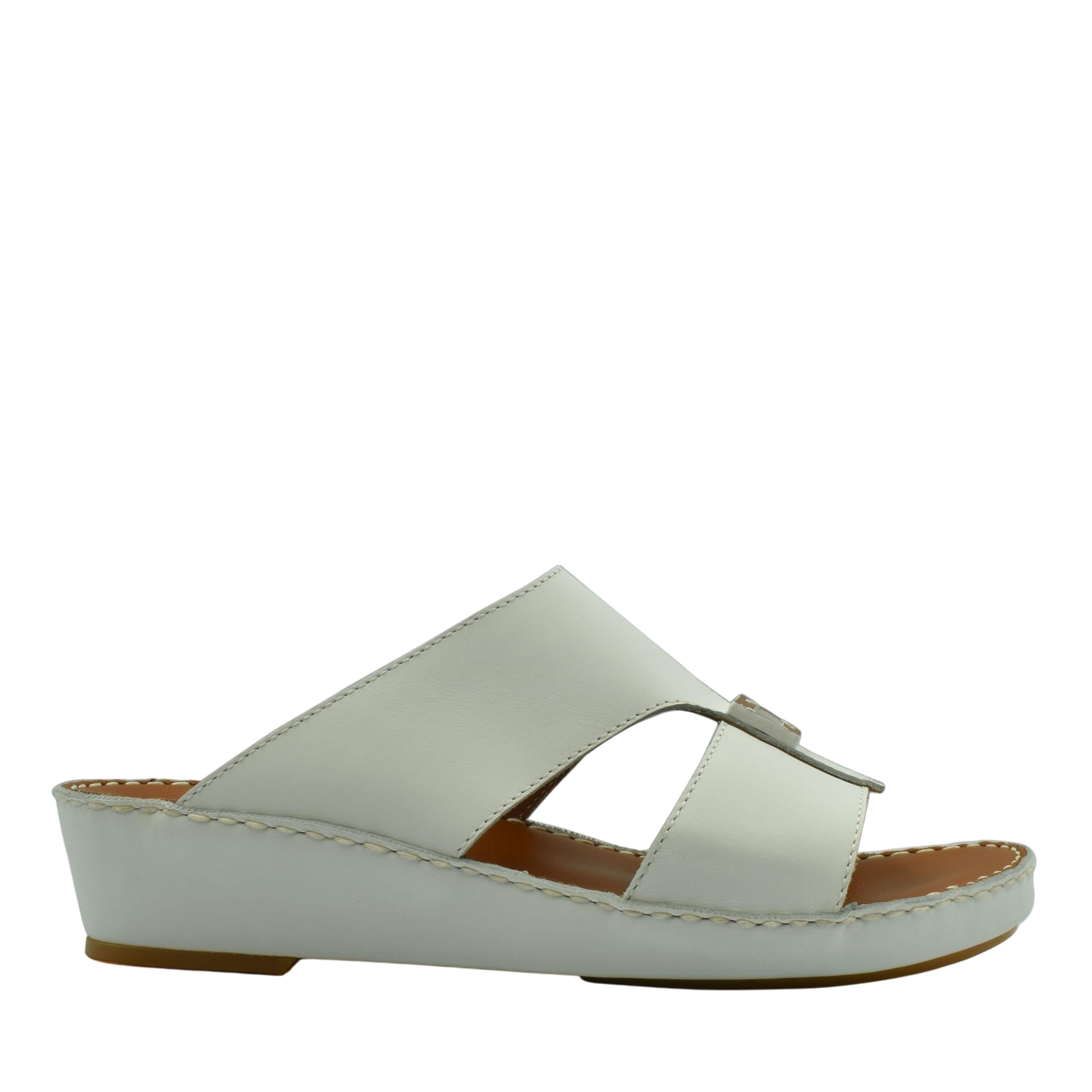 White rubbercalf contrast sandals with open toe and wedge sole from Private Collection