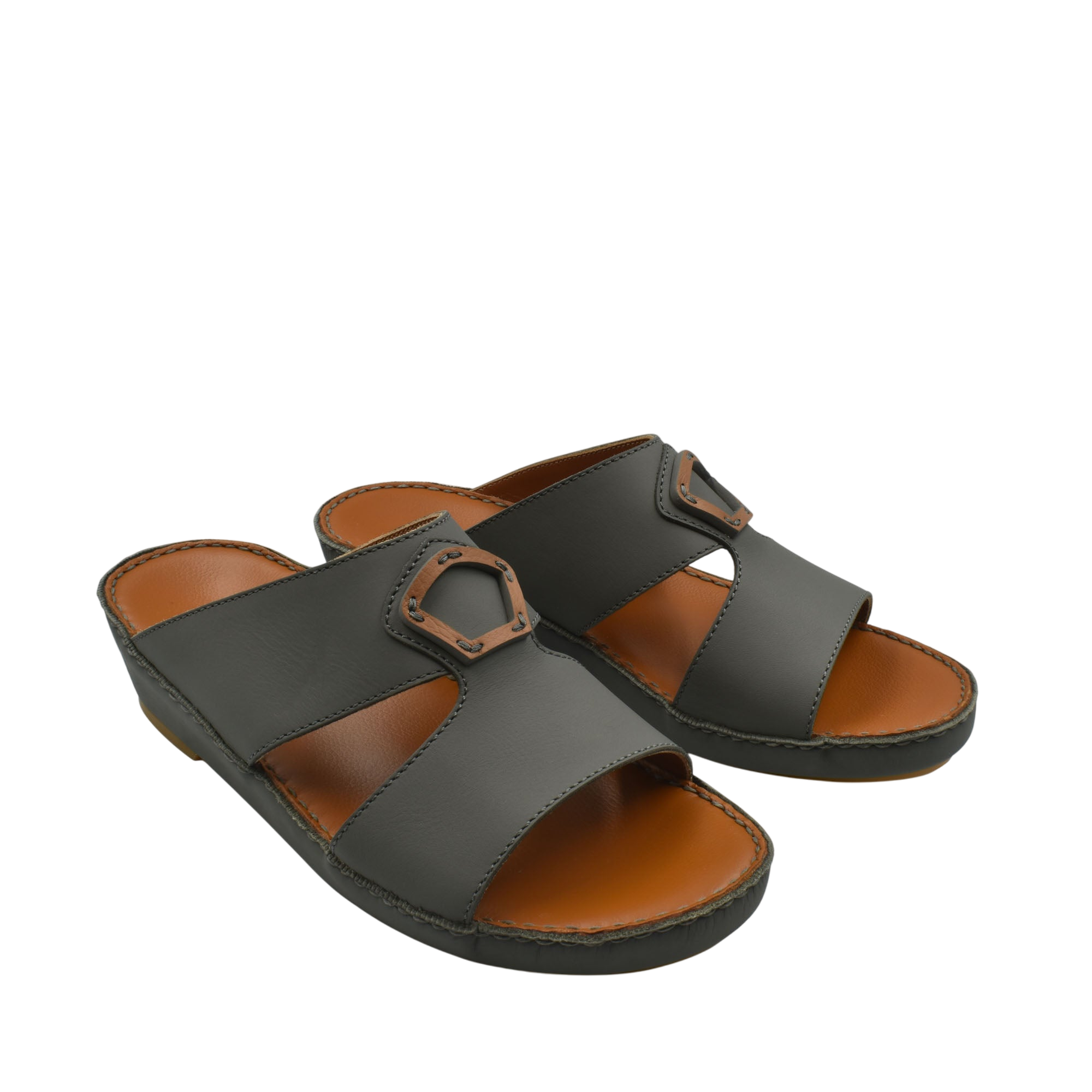 Black Rubbercalf contrast shoes with open toe and buckle detail on casual slip-on sandals