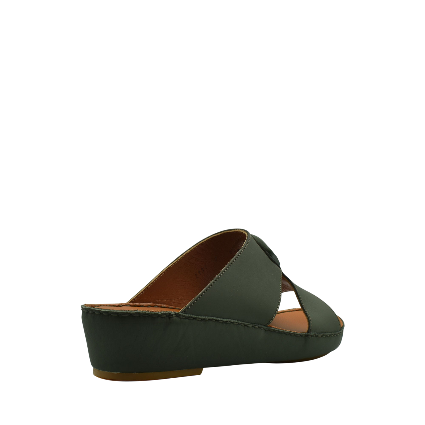 Green slip-on Rubbercalf contrast shoes with wedge heel and open toe design