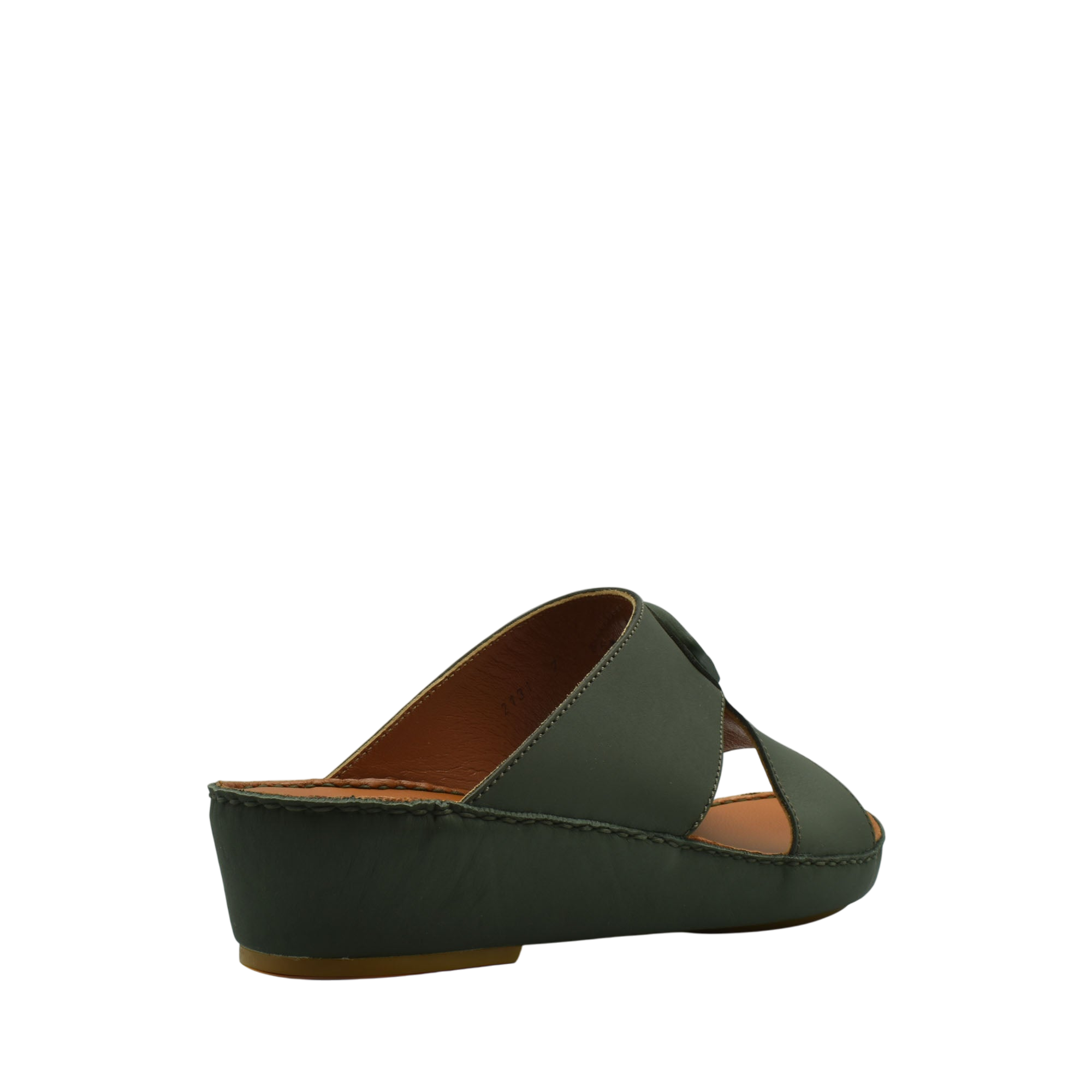 Green slip-on Rubbercalf contrast shoes with wedge heel and open toe design