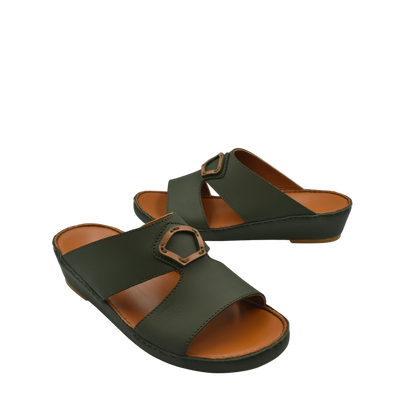 Black Rubbercalf contrast shoes open-toe slide sandals with geometric buckle from Private collection