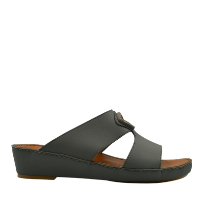 Black Rubbercalf contrast shoes with open toe design and wedge heel for casual wear