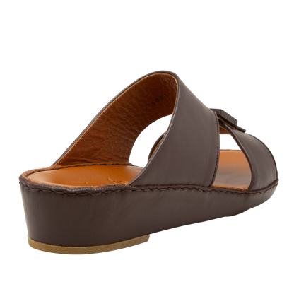 Brown soft calf leather sandals with cushioned footbed and open toe design from Private collection