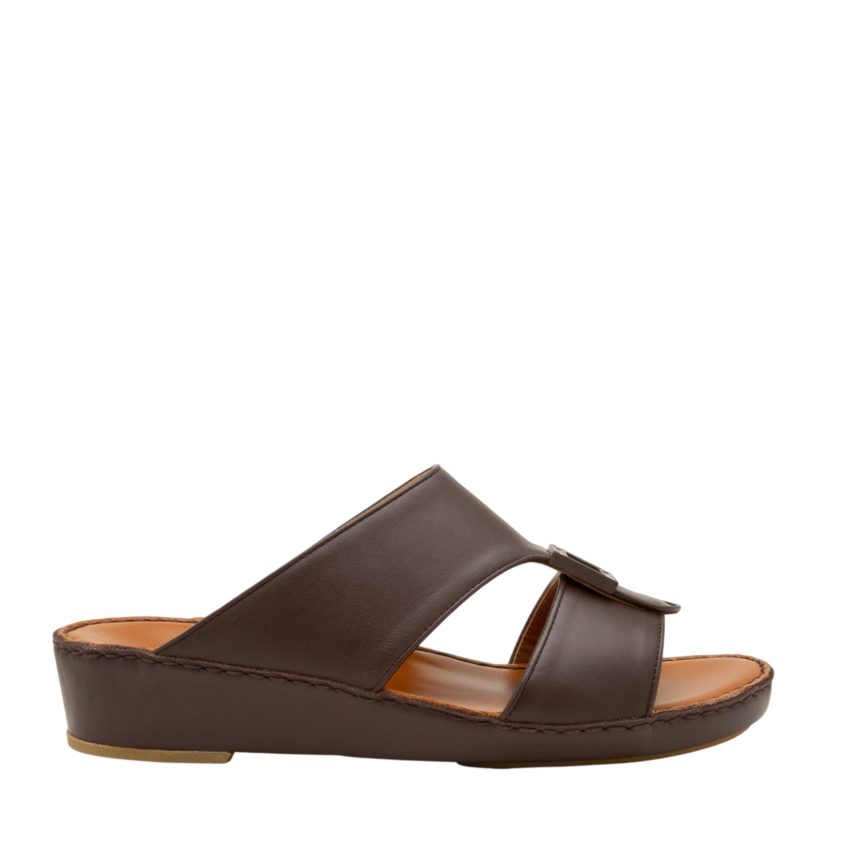 Brown soft calf leather sandals with wedge sole and adjustable strap from Private Collection