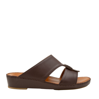Brown soft calf leather sandals with wedge sole and adjustable strap from Private Collection