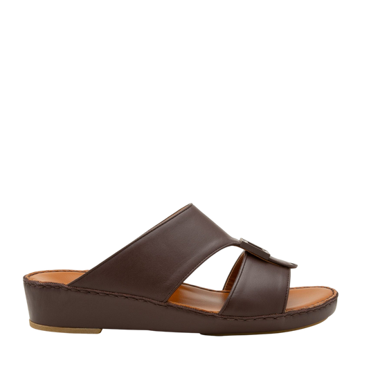 Brown soft calf leather sandals with wedge sole and adjustable strap from Private Collection