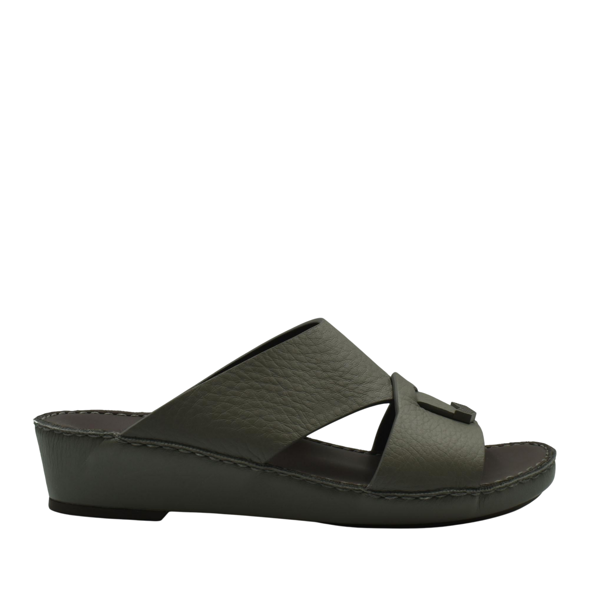 Black trendy leather slide sandals with cushioned sole and open toe design for casual wear