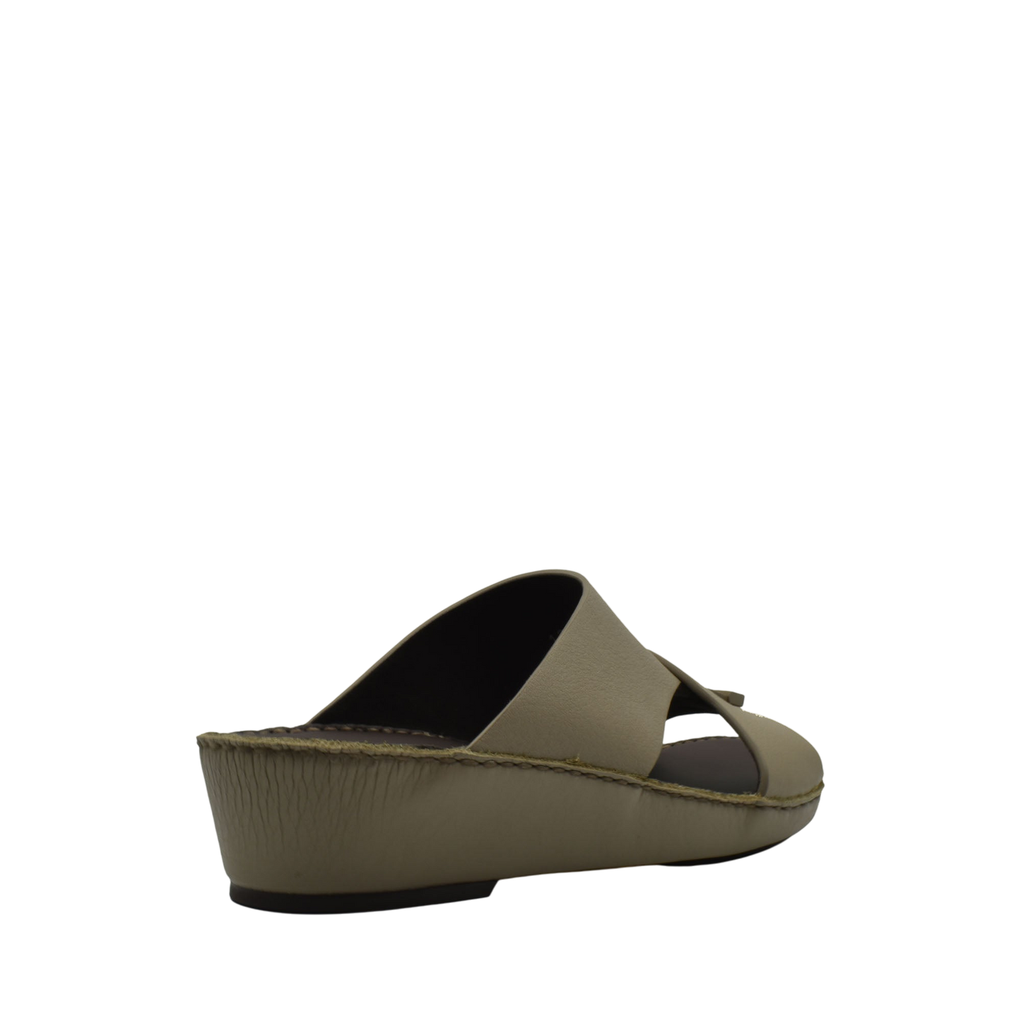 Trendy leather slide sandals in olive green with a cushioned sole from Private Collection