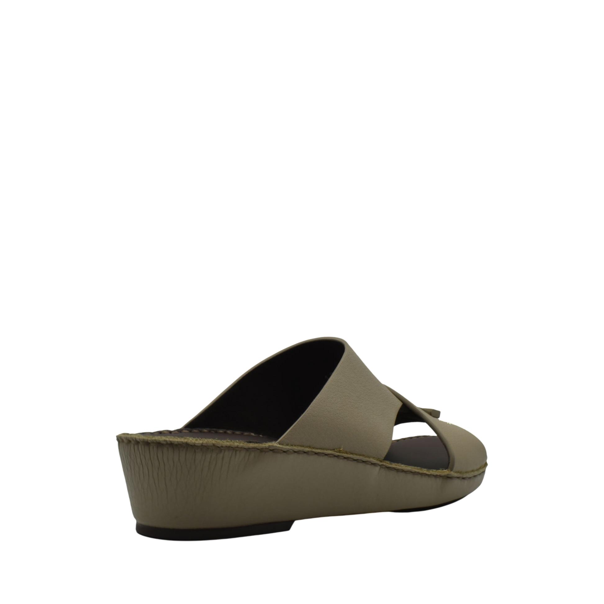 Trendy leather slide sandals in olive green with a cushioned sole from Private Collection