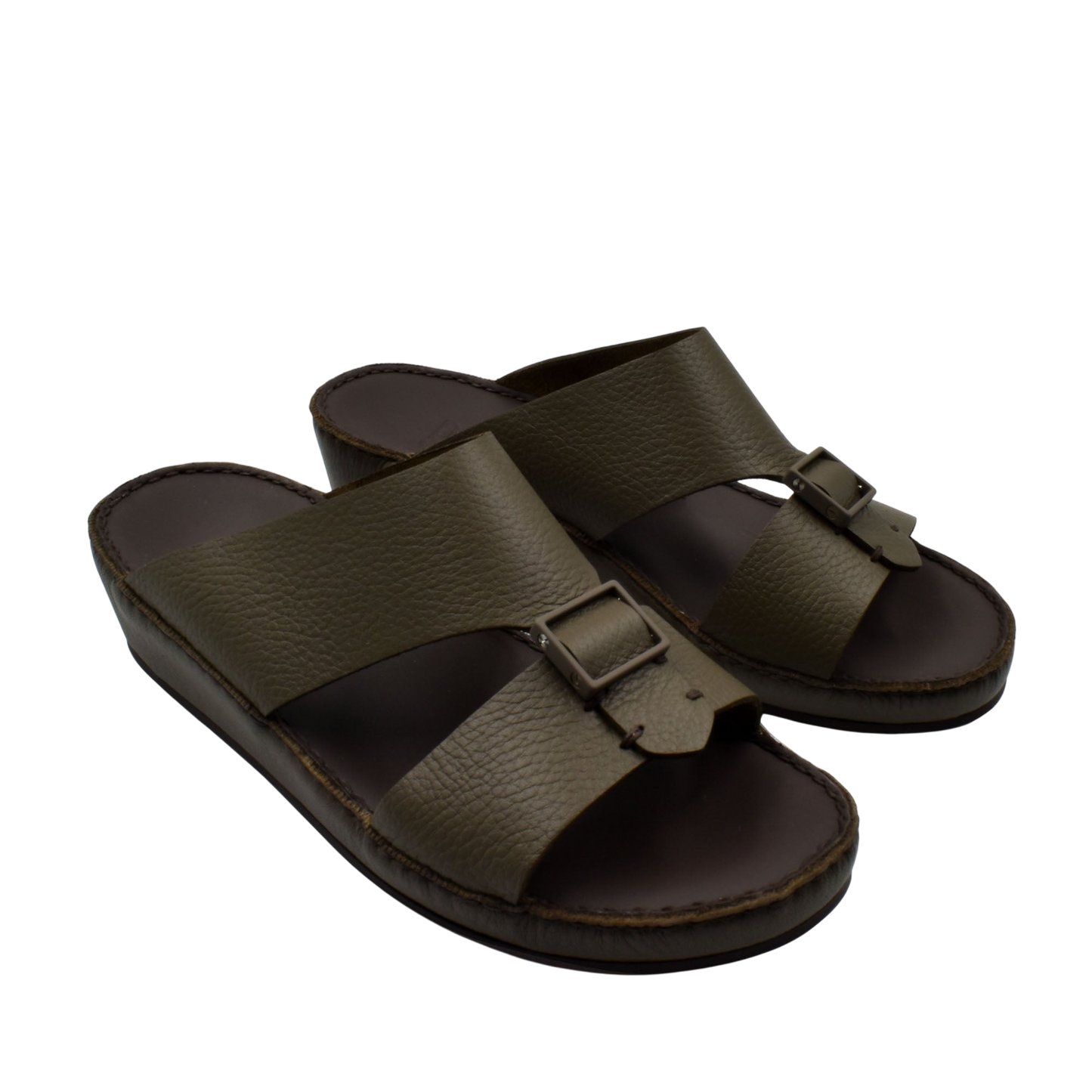 Private Collection premium casual sandals in brown leather with adjustable buckle straps and cushioned sole