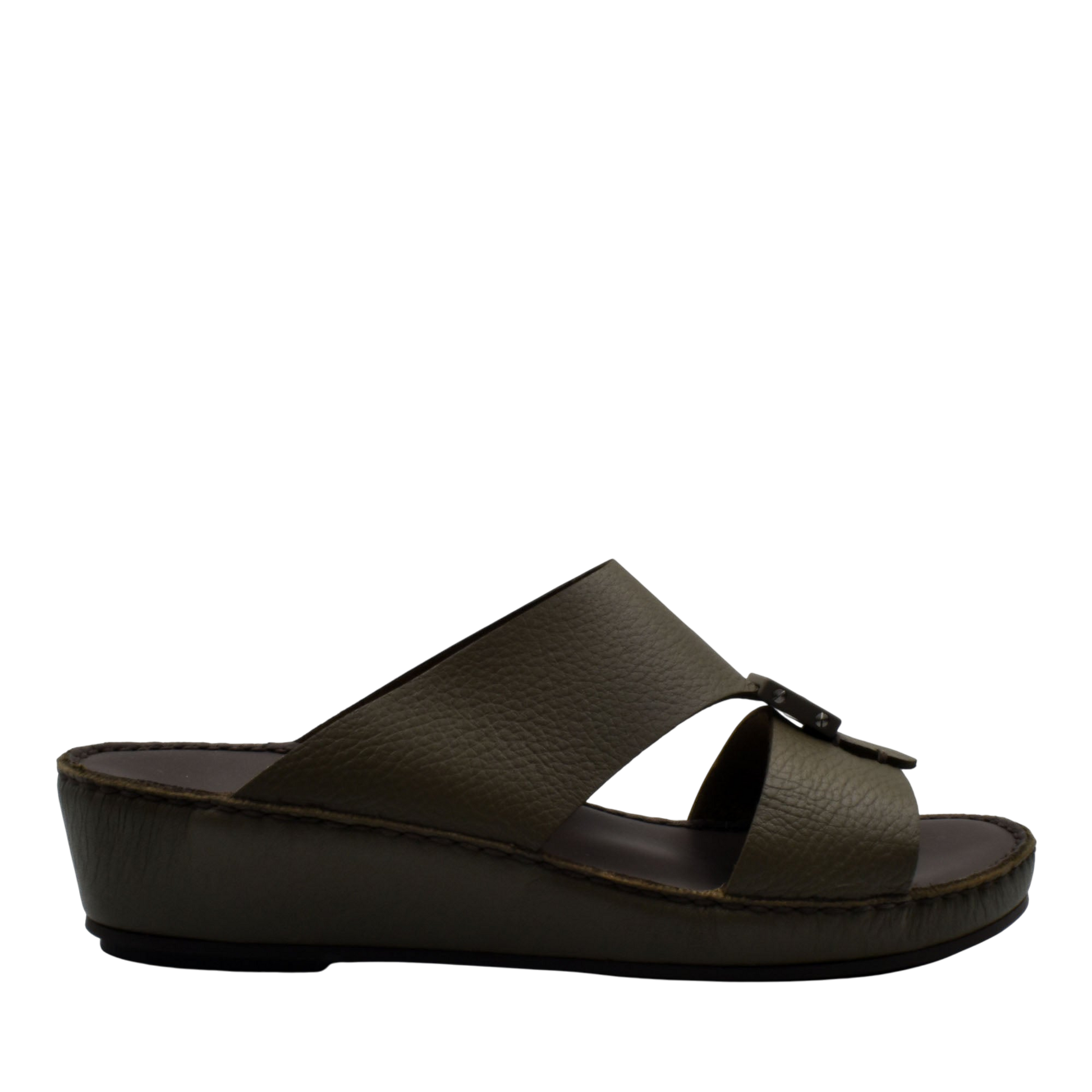 Private Collection premium casual sandals in brown with wide crisscross straps and cushioned sole