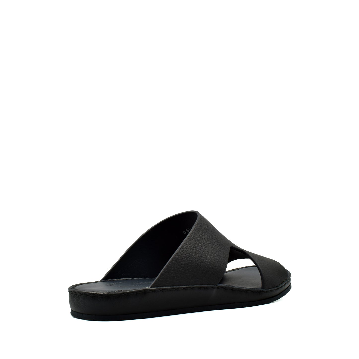 Black Western leather sandals with open toe and slip-on design from Private Collection