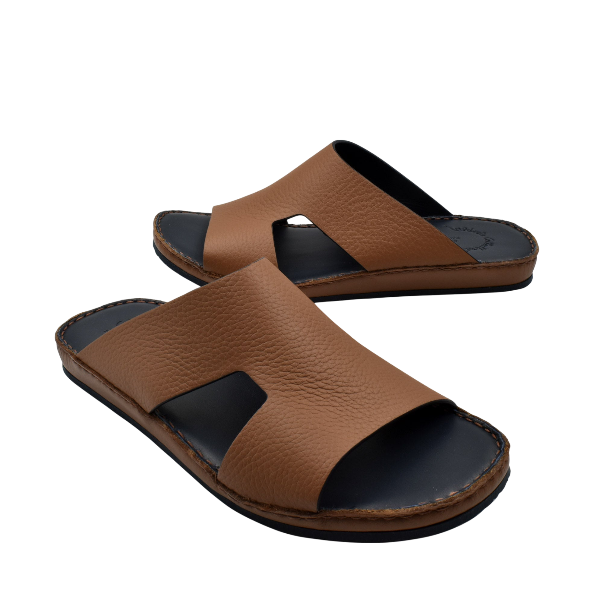 Private Collection brown Western leather sandals with open toe and cushioned black sole