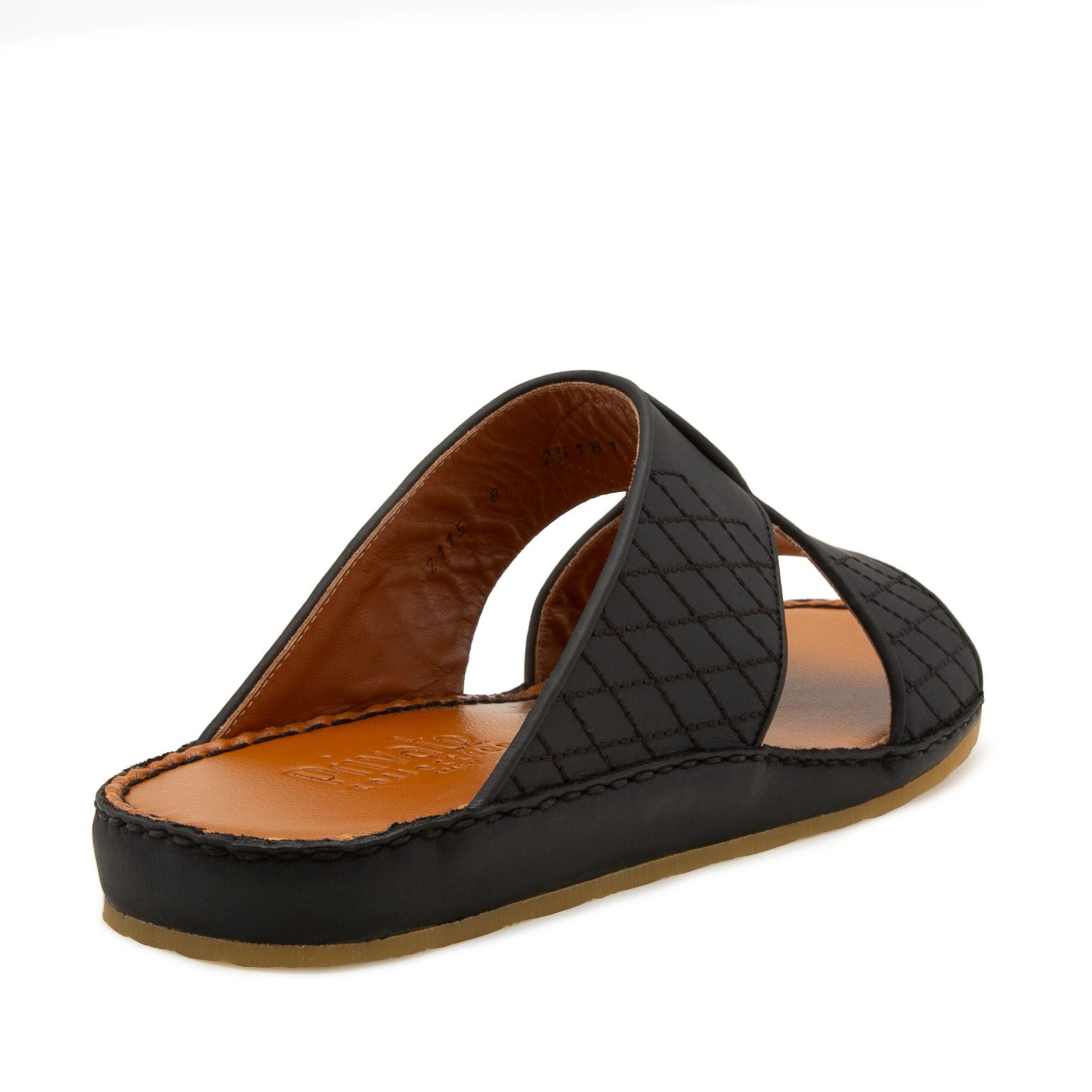Black western sandals leather with quilted design and cushioned brown insole from private collection