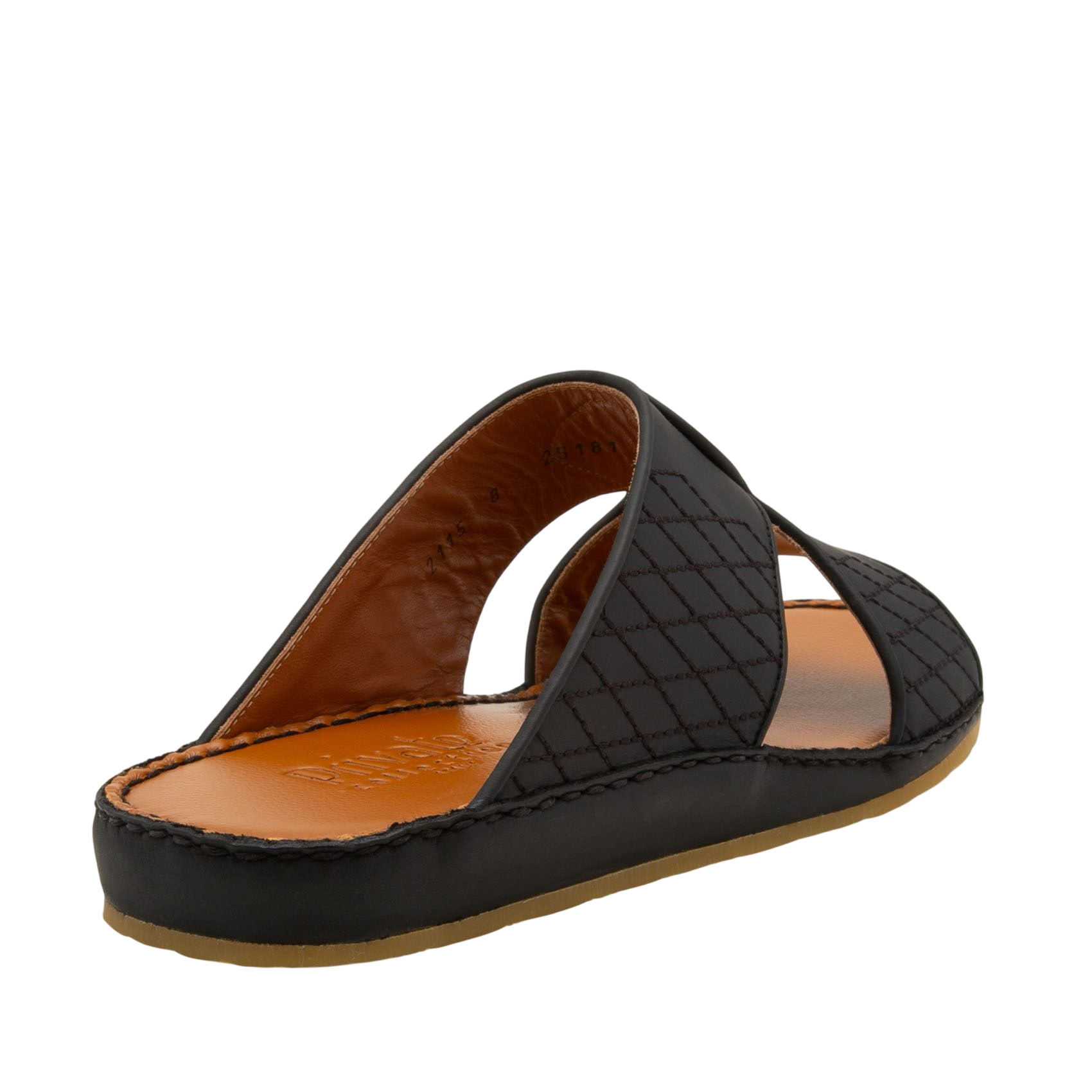 Black western sandals leather with quilted design and cushioned brown insole from private collection