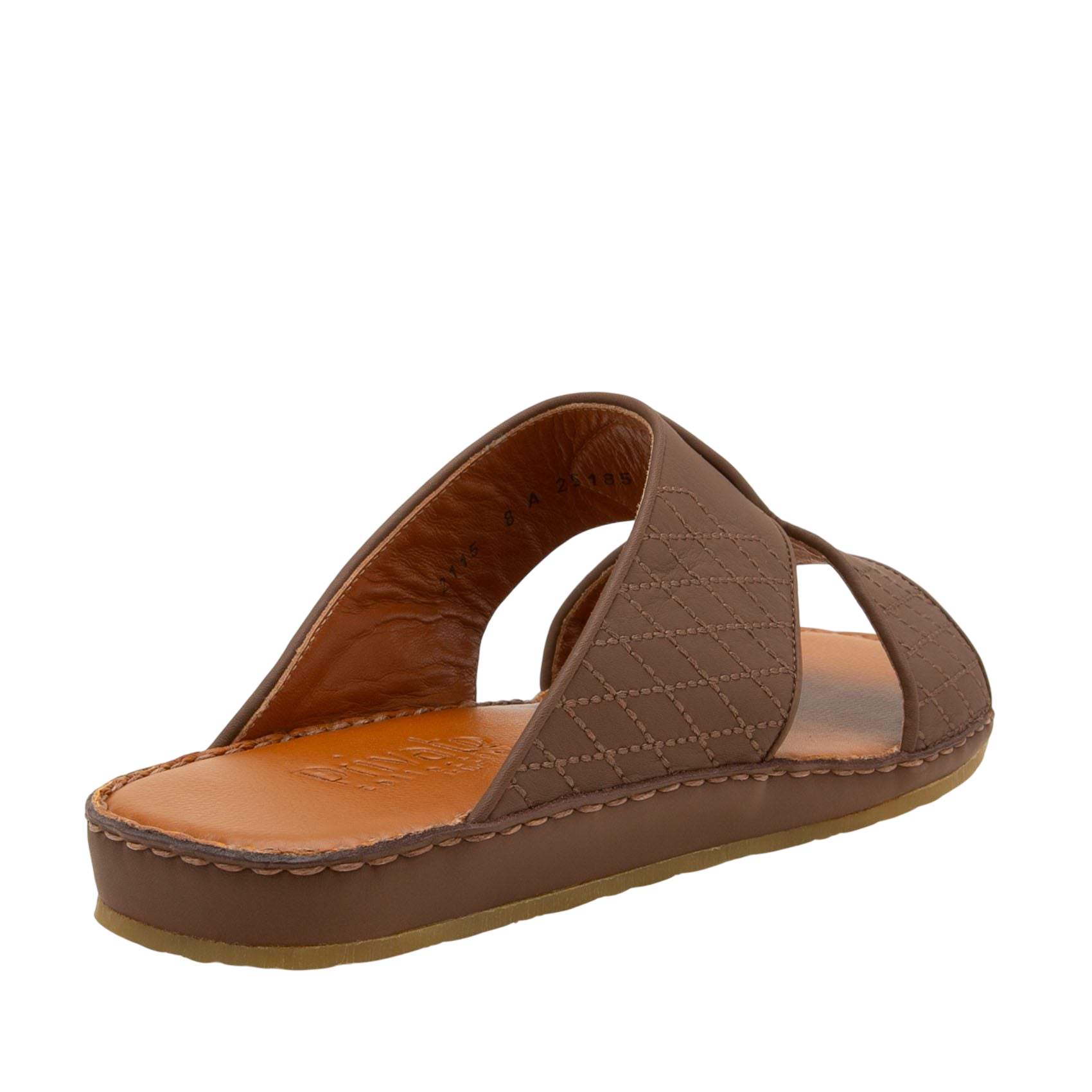 Brown western sandals leather slip-on with stitched detailed straps and cushioned sole