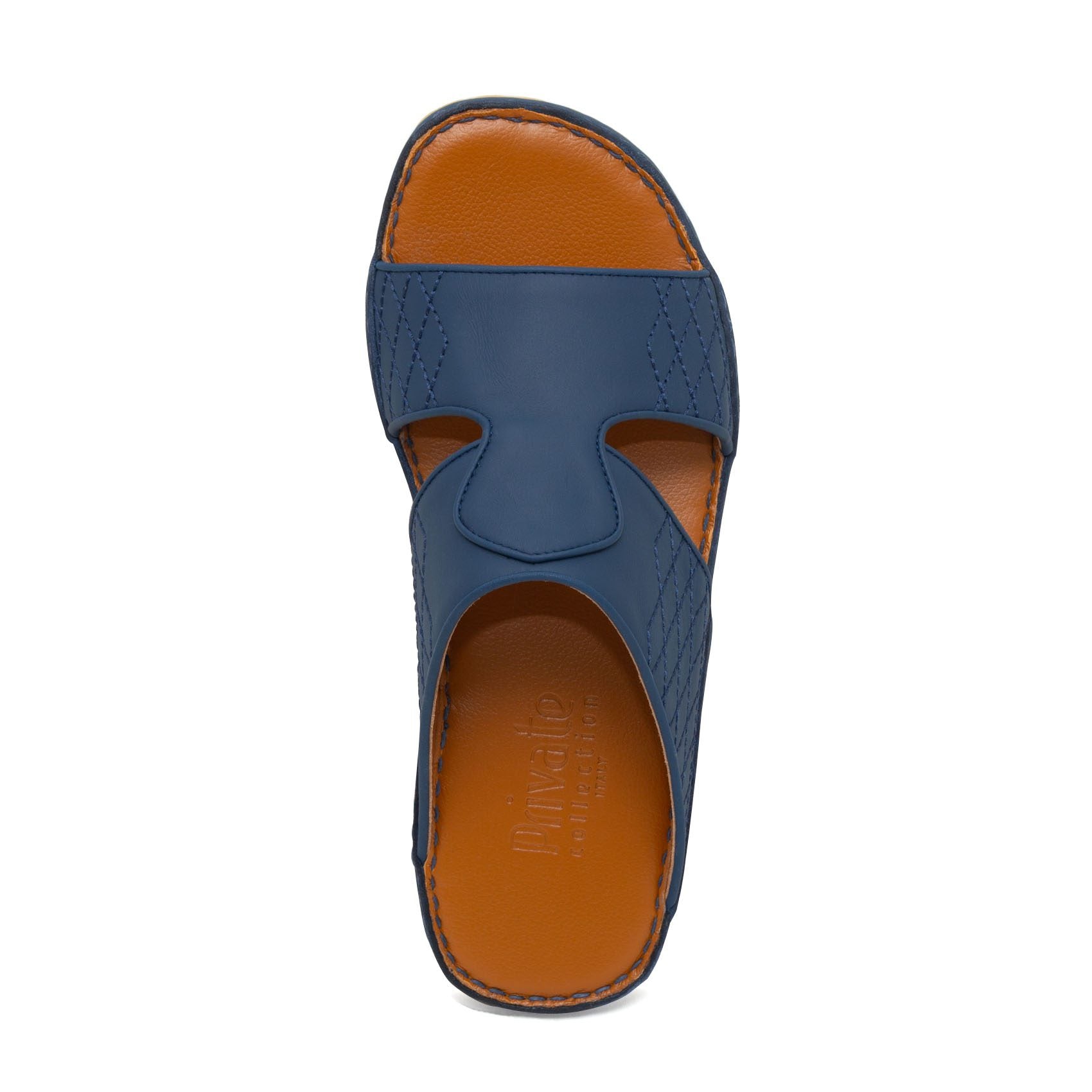 Blue and brown western sandals leather slip-on with stitched details for casual wear