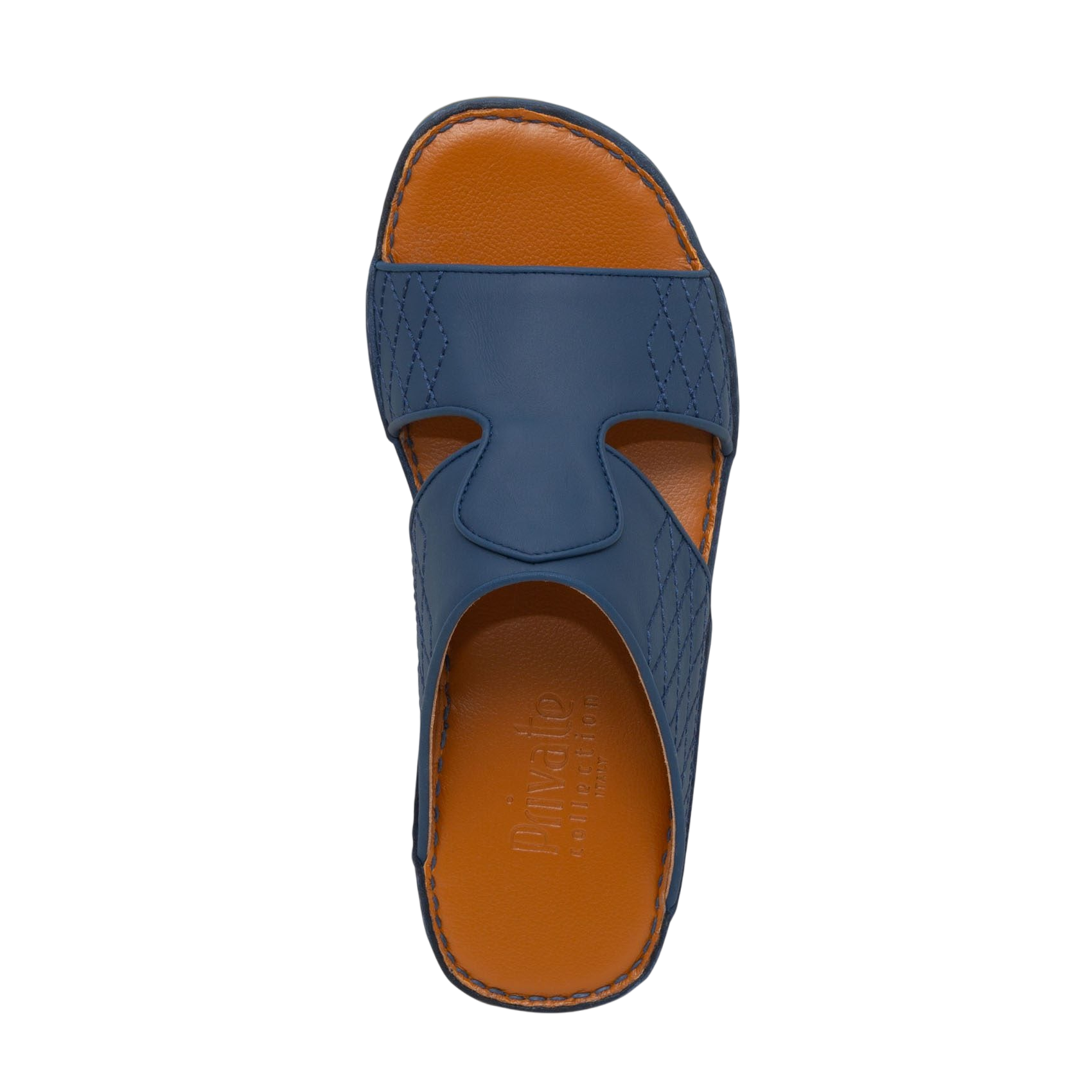Blue and brown western sandals leather slip-on with stitched details for casual wear