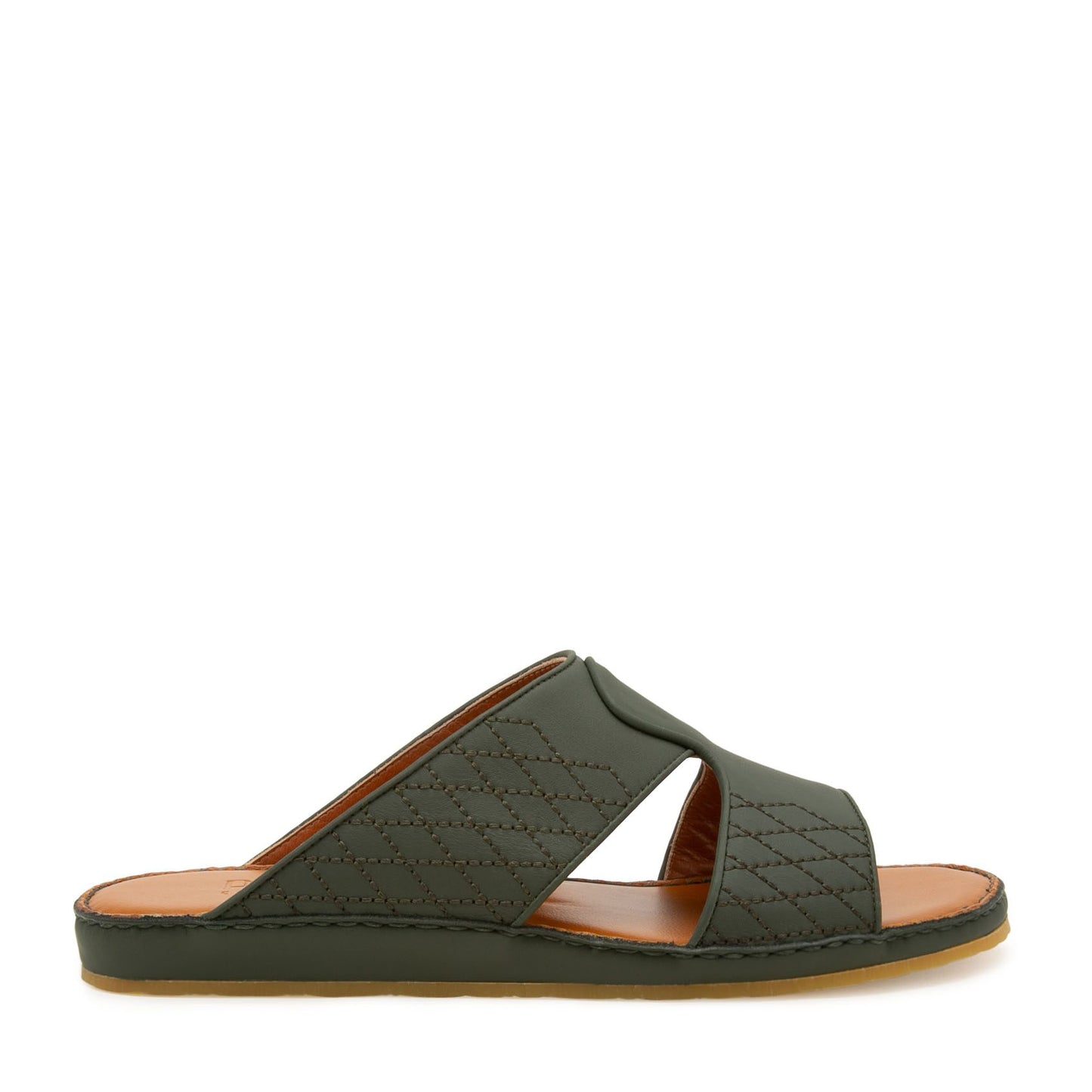 Black western sandals leather with quilted design and open toe slip-on style