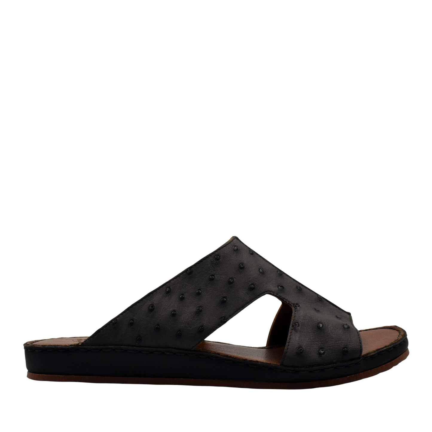 Black western style edredon shoes slide sandal with textured upper and open toe design