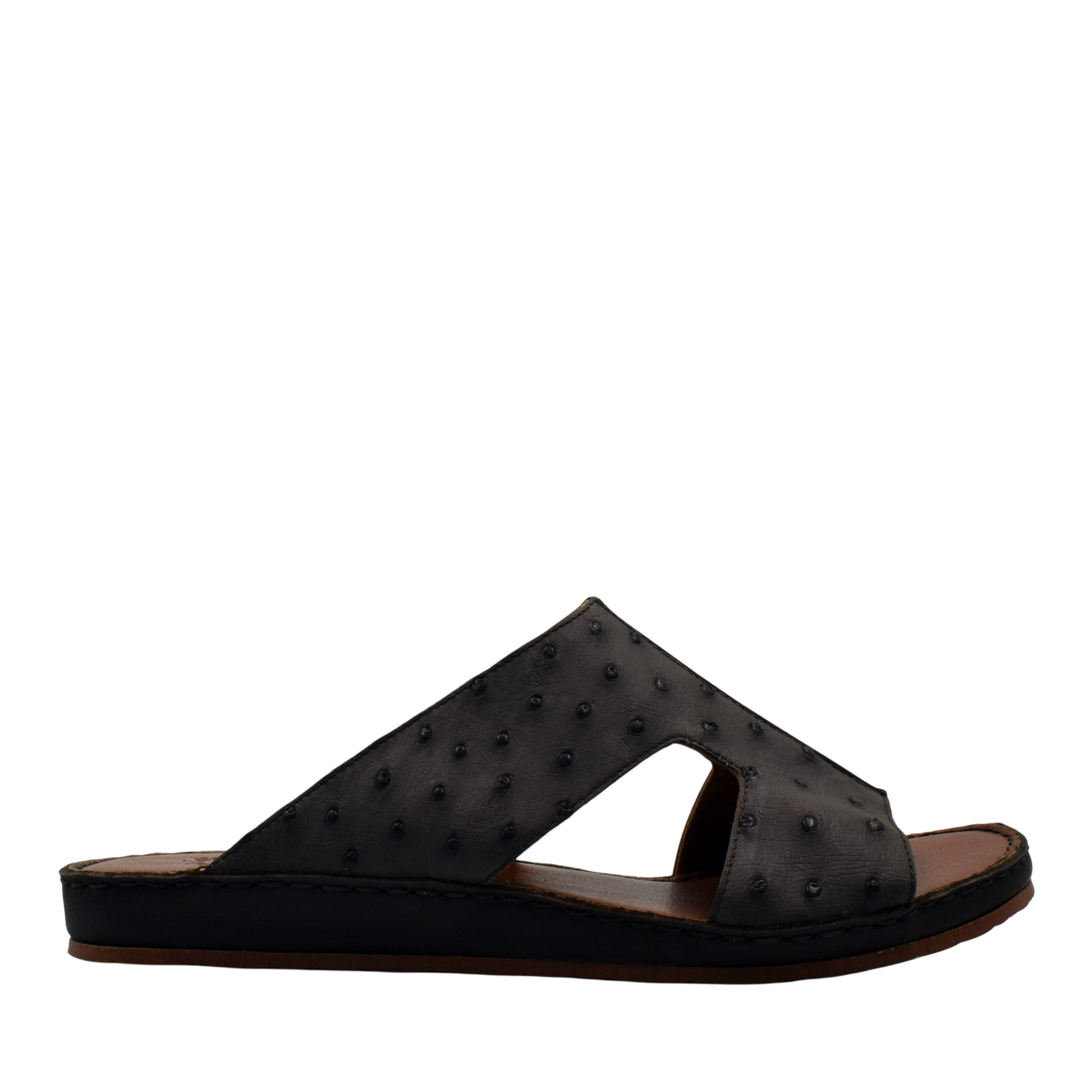 Black western style edredon shoes slide sandal with textured upper and open toe design