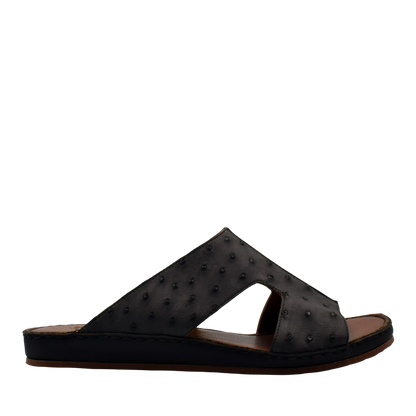 Black western style edredon shoes slide sandal with textured upper and open toe design