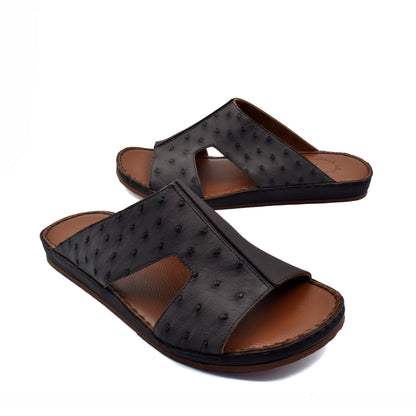 Private Collection black western style edredon shoes with open toe and textured leather upper