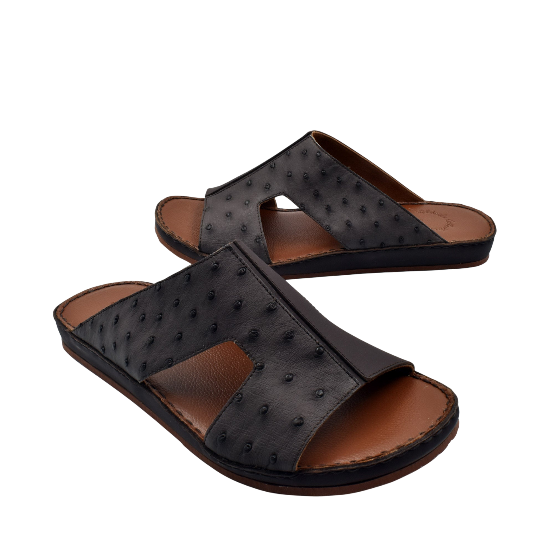 Private Collection black western style edredon shoes with open toe and textured leather upper