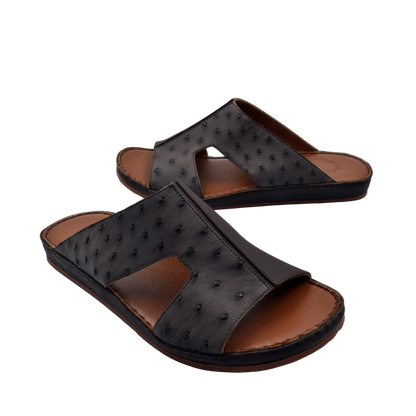 Private Collection black western style edredon shoes with open toe and textured leather upper
