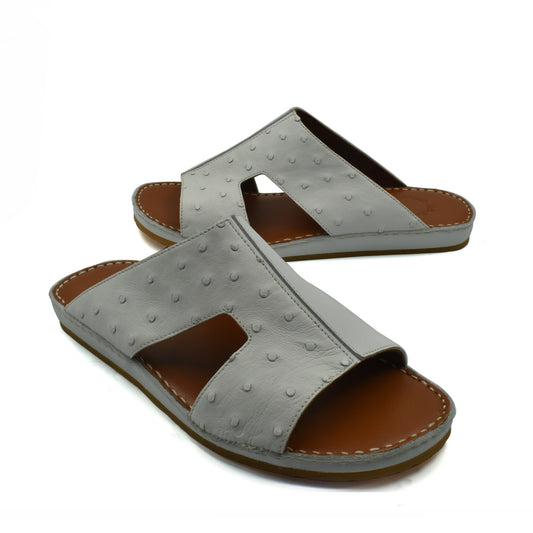 Private Collection western style edredon shoes in light gray with open toe and textured leather upper