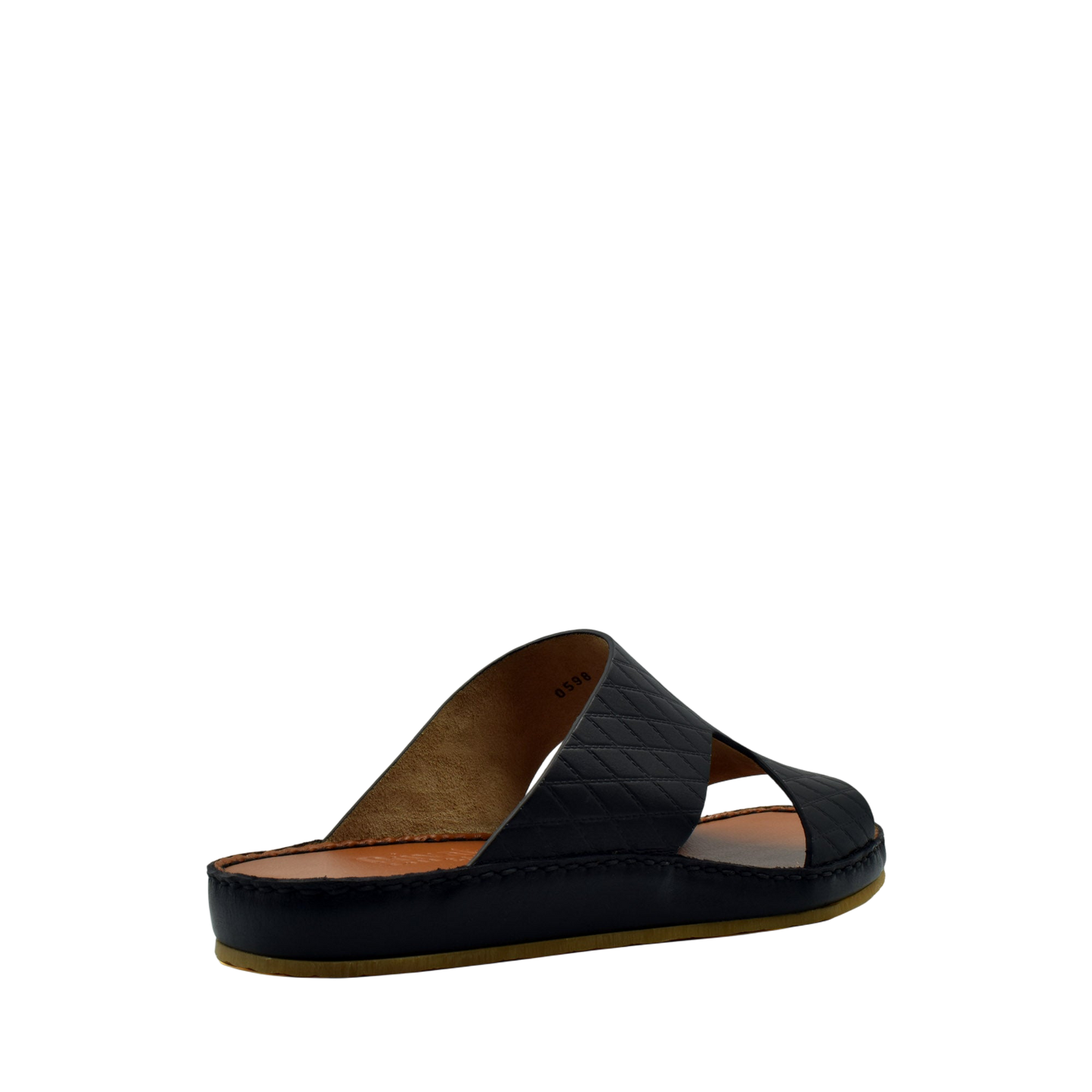 Black Western style leather sandals with quilted upper and cushioned sole for comfort