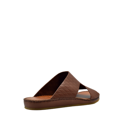 Brown Western style leather sandals with quilted upper and cushioned sole from Private Collection